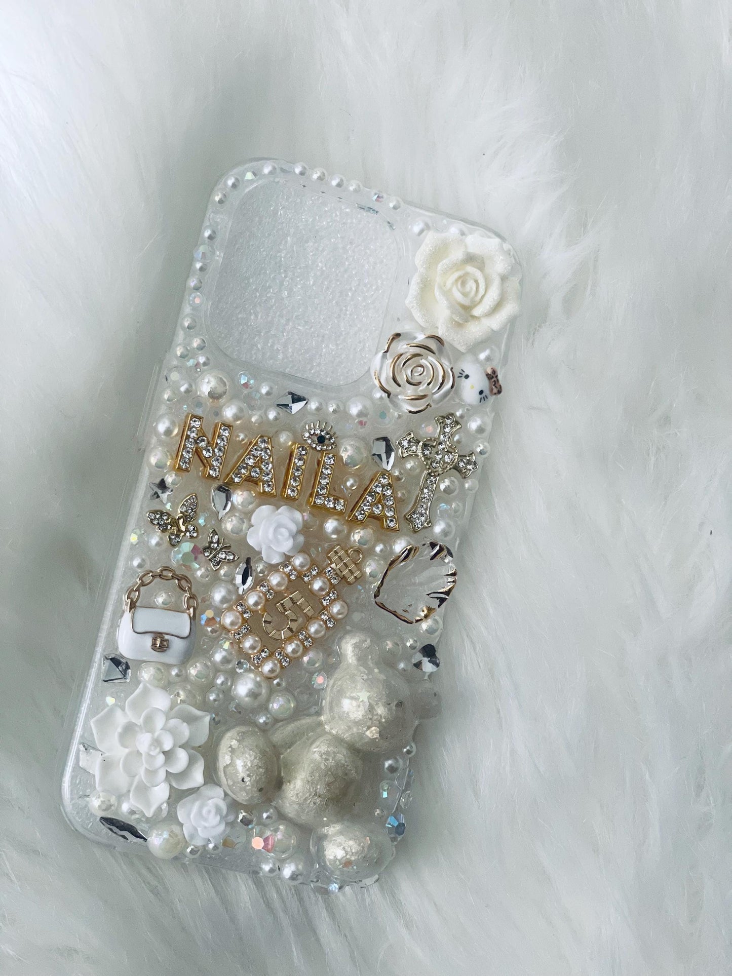 Custom Personalized White Cream and Gold Junk Case