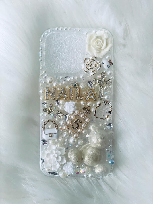 Custom Personalized White Cream and Gold Junk Case
