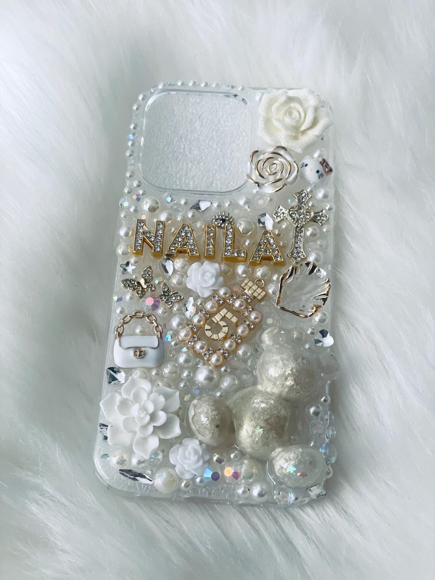 Custom Personalized White Cream and Gold Junk Case