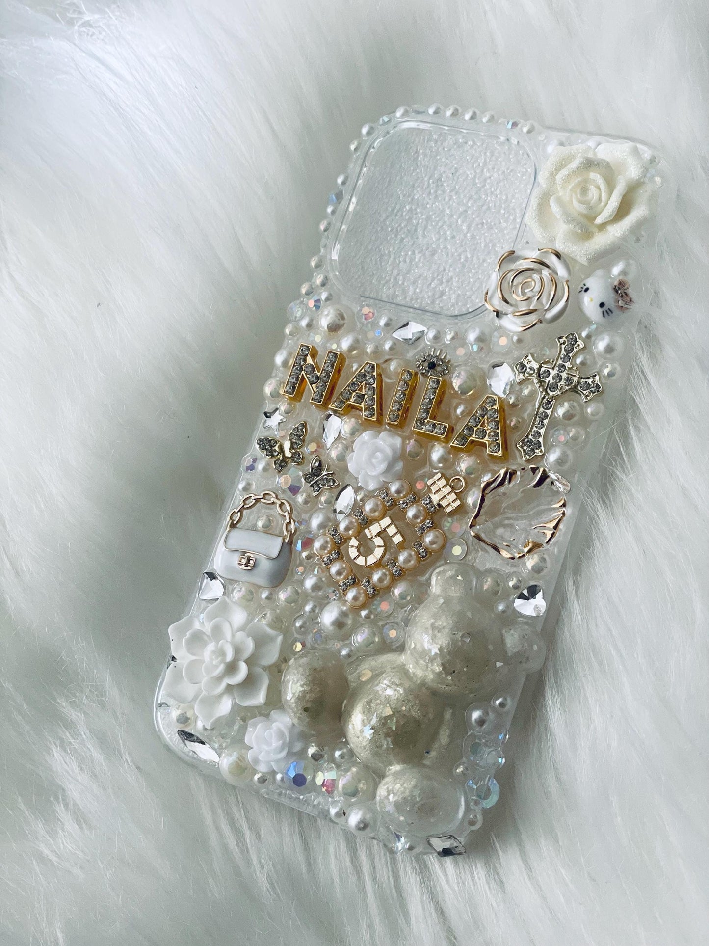 Custom Personalized White Cream and Gold Junk Case