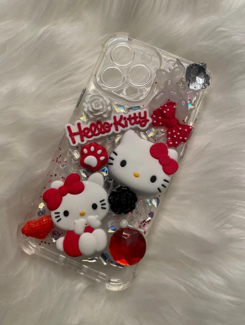 Pink, Red, Blue, or Black & White Hello Kitty Case