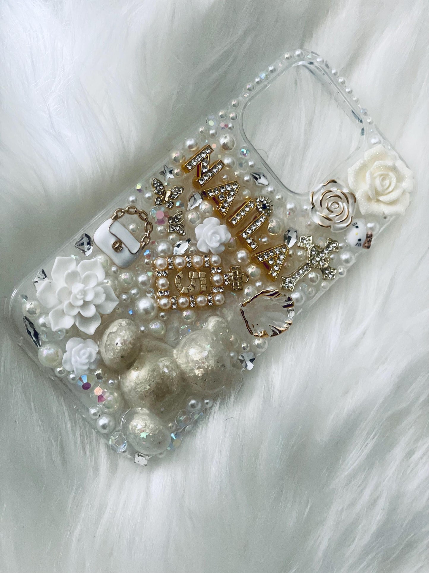 Custom Personalized White Cream and Gold Junk Case