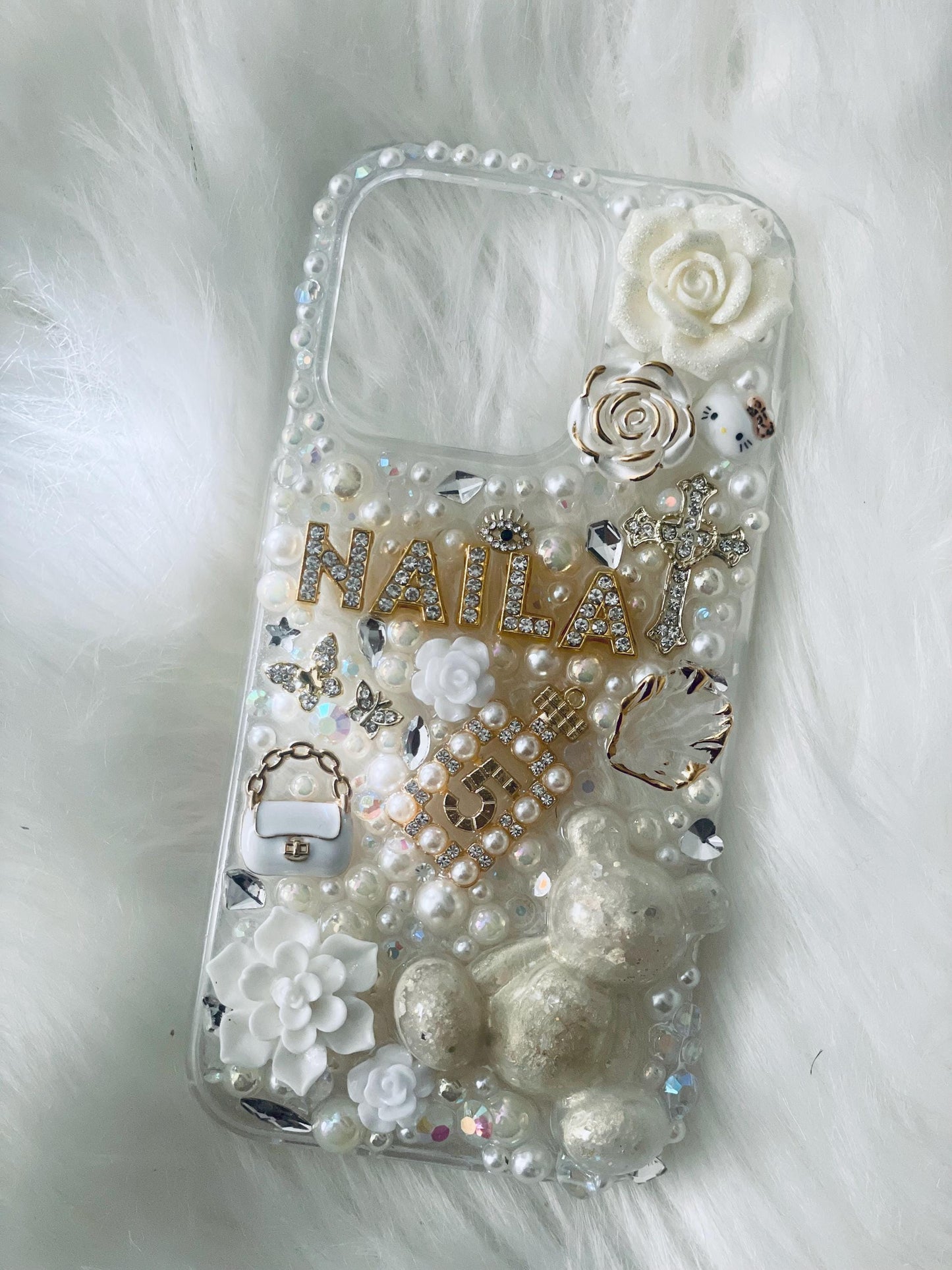 Custom Personalized White Cream and Gold Junk Case